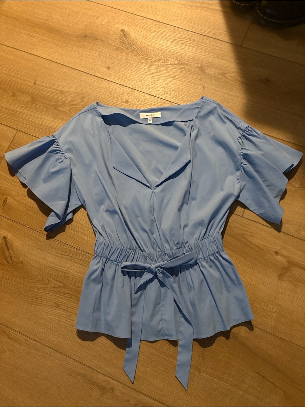 Milly Blue Tie-Waist Women's Top size small